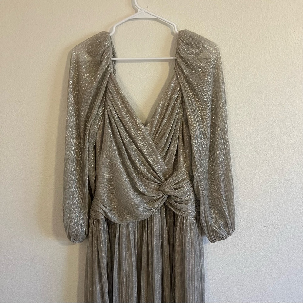 JONATHAN SIMKHAI Adele Twist-Front Plissé-Lamé Gown - Picture 3 of 14